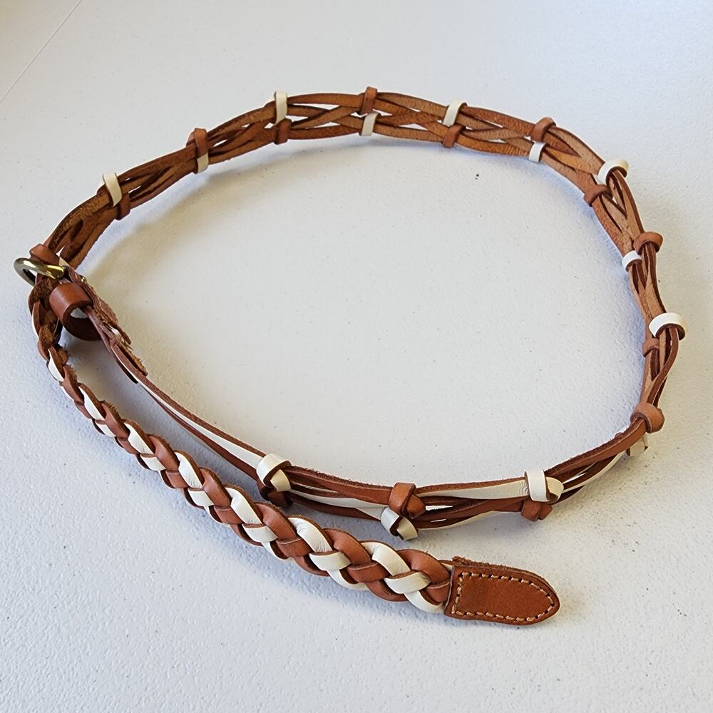Fossil Women's Belt Sz Medium Brown Leather Western Boho Linked Adjustable